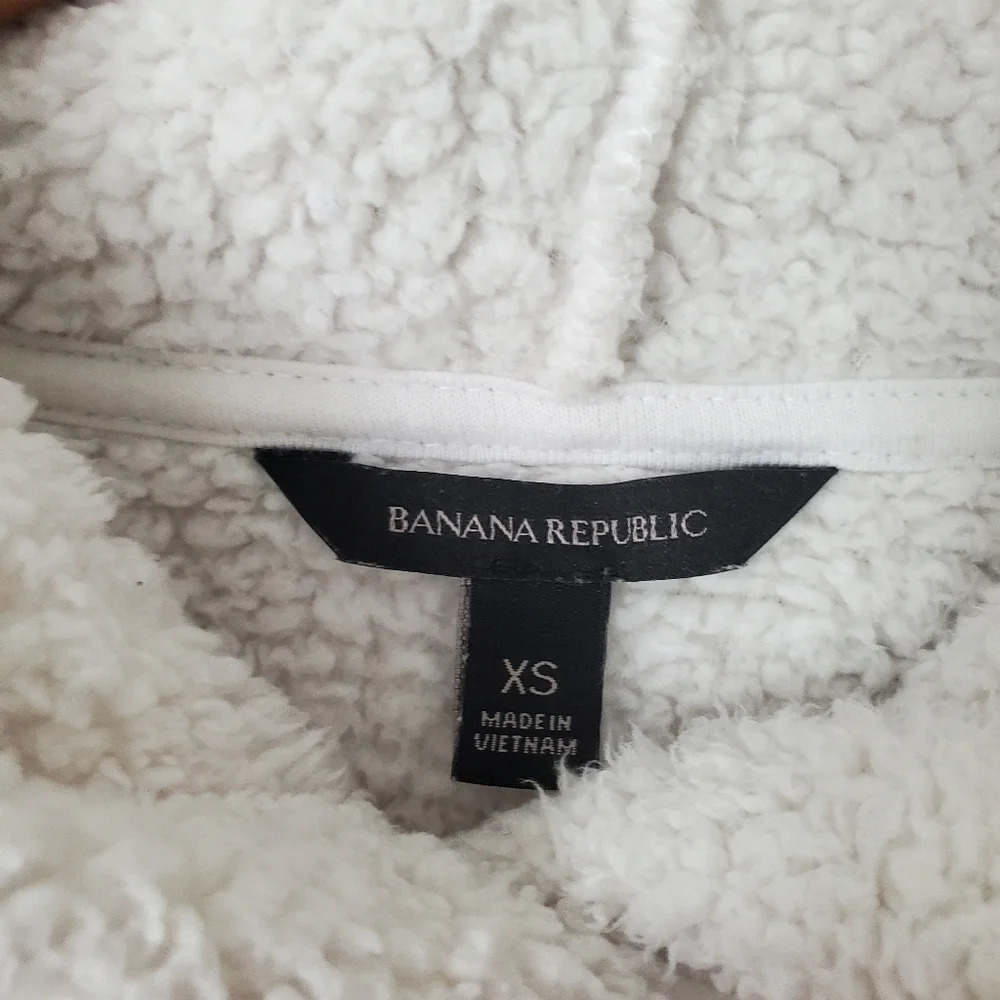 BANANA REPUBLIC Sherpa Hoodie White Size XS - Picture 6 of 8